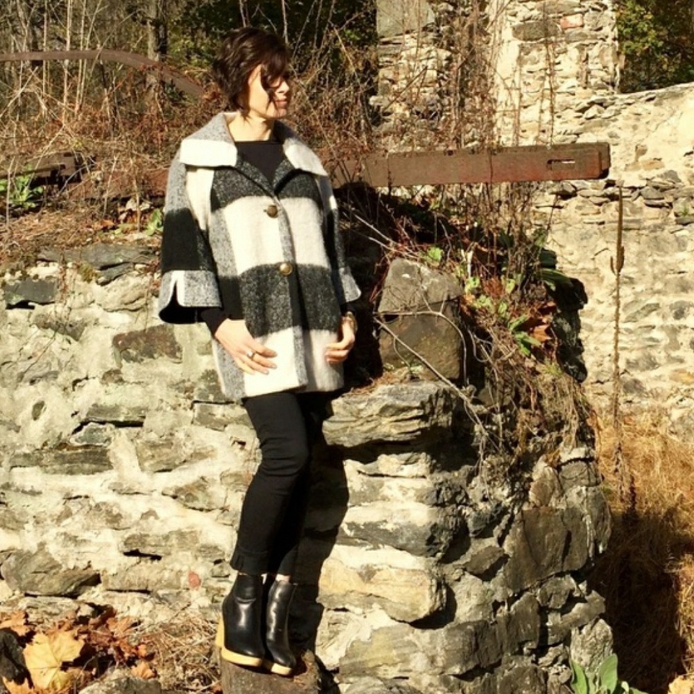 Cooperative Oversized Buffalo Plaid Wool Coat
